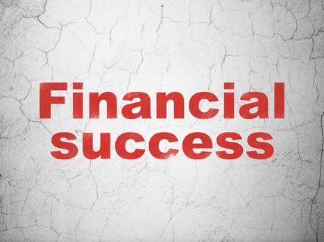 Money concept: Red Financial Success on textured concrete wall background