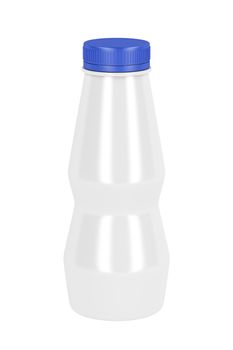 Plastic bottle for yogurt or milk, isolated on white background 