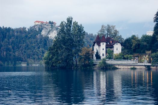 Beautiful autumn view of Lake Bled, Slovenia