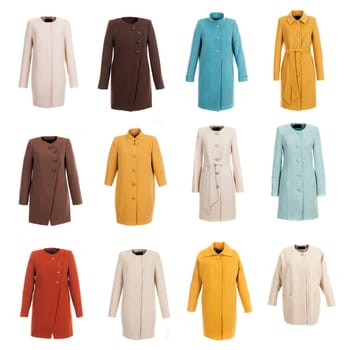 coat collection on the white isolated background