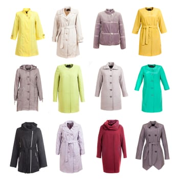 coat collection on the white isolated background