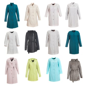 coat collection on the white isolated background