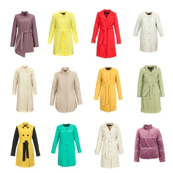 coat collection on the white isolated background