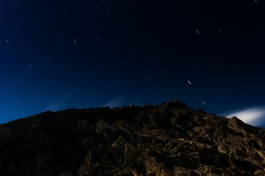 Landscape at night in Nubra valley, Leh Ladakh, Jammu and Kashmir, India