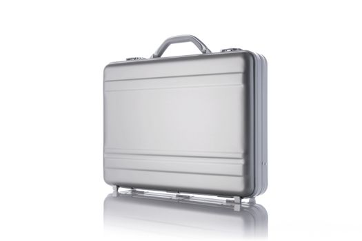 Metal briefcase on a white background
