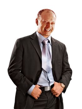 Happy handsome businessman isolated over white background
