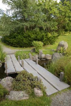 Japanese Garden with no people in Bergianska Botanical Garden. Bergianska Botanical Garden is a public garden located in Frescati next to Brunnsviken, at Norra Djurgården in Stockholm - Sweden.