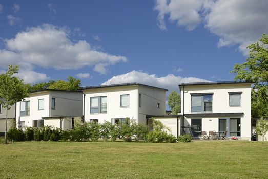 Swedish apartment Block in summer.