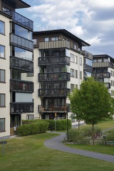 Swedish Apartment Block in summer.