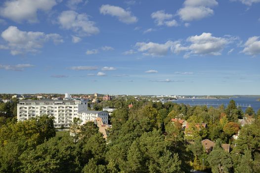 High angle view of a apartment buildning in Nynäshamn - Sweden.