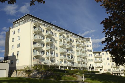 Swedish Apartment Block in summer.