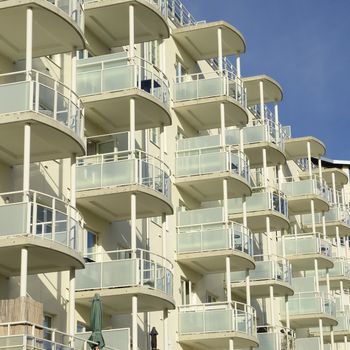 Swedish Apartment Block in summer.