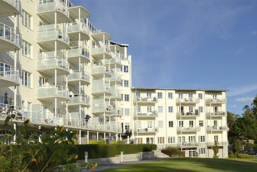 Swedish Apartment Block in summer.