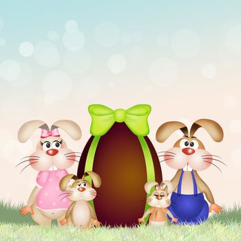 illustration of Easter rabbits family