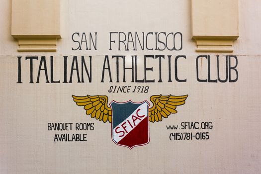 San Francisco, CA, USA, october 23, 2016: San Francisco Italian Athletic Club murales in north beach