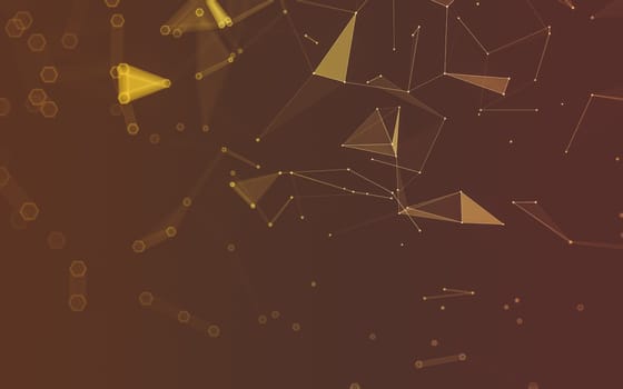 Abstract polygonal space low poly dark background with connecting dots and lines. Connection structure. 3d rendering