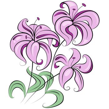 Illustration - stylized bouquet of flowers similar to lily