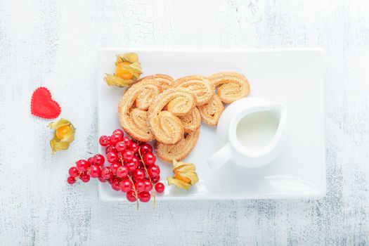 Heart-shaped biscuits wiith sugar and cinnamon 
for Valentine's Day 