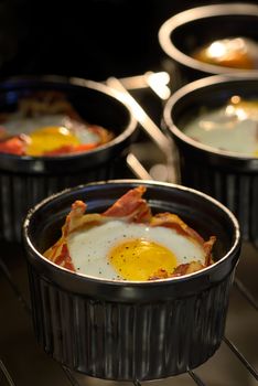 menu breakfast cups egg with bacon in oven