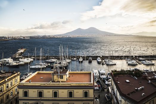 view of the city of Naples and its coastline, Italy