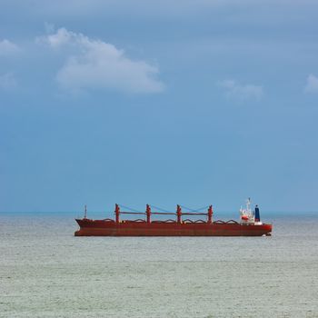 Dry Cargo Ship at Anchorage in the Black Sea Bay