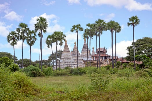 Ancient pagodas in the countryside from Bagan in Myanmar