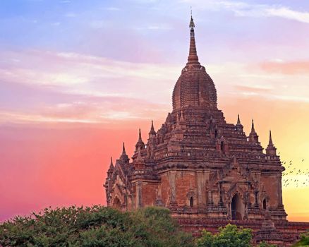 The Sulamani Temple in Bagan, Myanmar at sunset