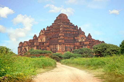 The Dhammayangyi Temple, ancient pagoda in the landscape from Bagan in Myanmar at sunset