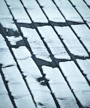 abstract background or texture Melting snow on a Tin Roof