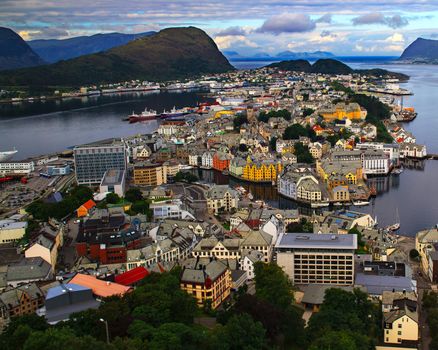 Alesund is a fairytale city in Northern Norway with it's colorful buildings.
