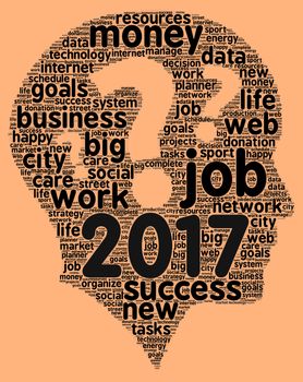 Business 2017 word cloud concept in shape human head