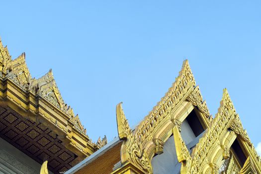 Detail of architecture at Famous Wat Trimit (Golden Buddha) temple in Bangkok, Thailand