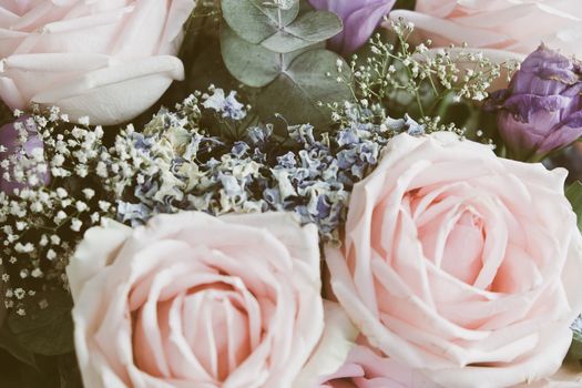 pink rose in a floral bouquet