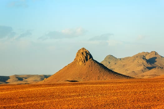 Beautiful Moroccan Mountain landscape in desert with blue sky