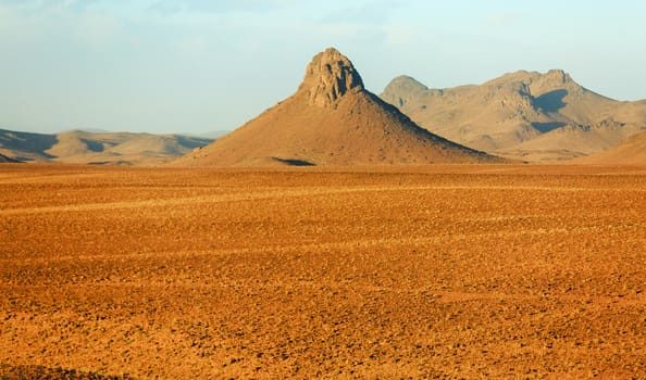 Beautiful Moroccan Mountain landscape in desert with blue sky