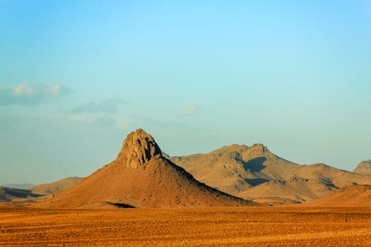 Beautiful Moroccan Mountain landscape in desert with blue sky