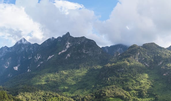 cloud cover on mountains panorama