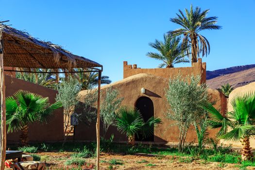 Traditional clay houses, berber village In Atlas mountains, Morocco