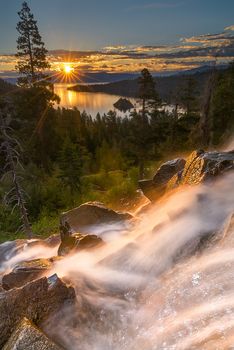 Eagle Falls is a popular waterfall in South Lake Tahoe. It's just off Highway 89.