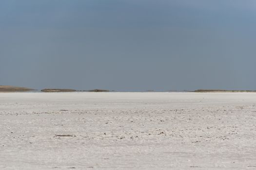 Salt dry and cracked lake at Dzhankoy in Russia