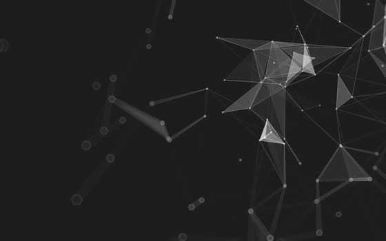 Abstract polygonal space low poly dark background with connecting dots and lines. Connection structure. 3d rendering