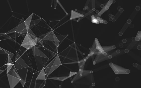 Abstract polygonal space low poly dark background with connecting dots and lines. Connection structure. 3d rendering