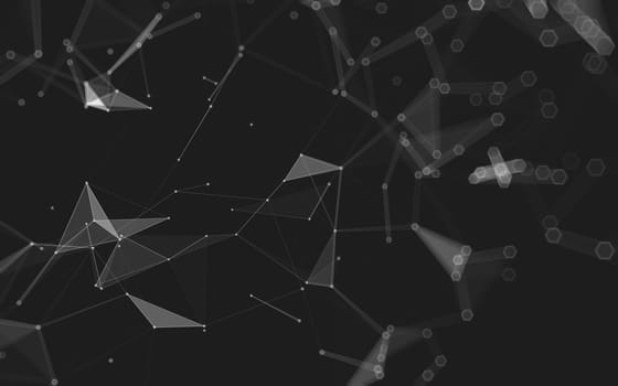 Abstract polygonal space low poly dark background with connecting dots and lines. Connection structure. 3d rendering