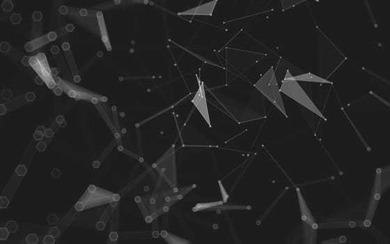 Abstract polygonal space low poly dark background with connecting dots and lines. Connection structure. 3d rendering