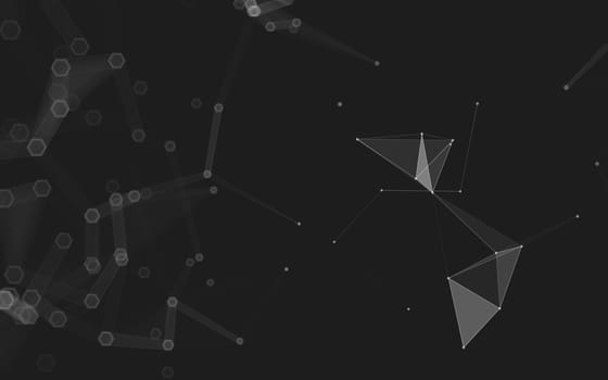 Abstract polygonal space low poly dark background with connecting dots and lines. Connection structure. 3d rendering