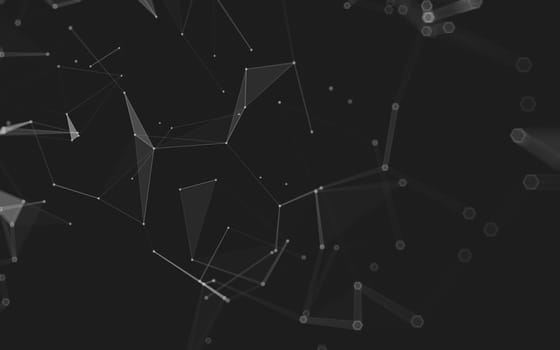 Abstract polygonal space low poly dark background with connecting dots and lines. Connection structure. 3d rendering