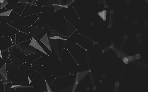 Abstract polygonal space low poly dark background with connecting dots and lines. Connection structure. 3d rendering