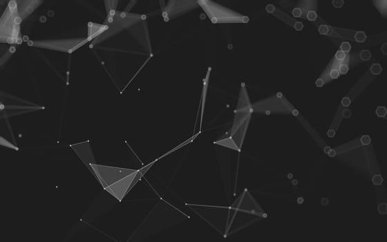 Abstract polygonal space low poly dark background with connecting dots and lines. Connection structure. 3d rendering