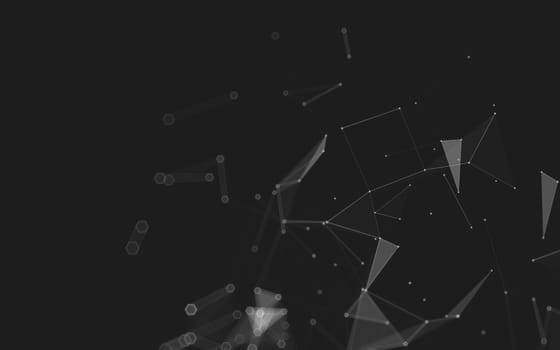 Abstract polygonal space low poly dark background with connecting dots and lines. Connection structure. 3d rendering