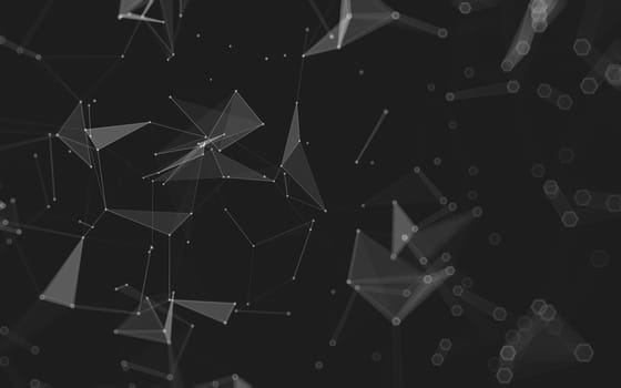 Abstract polygonal space low poly dark background with connecting dots and lines. Connection structure. 3d rendering